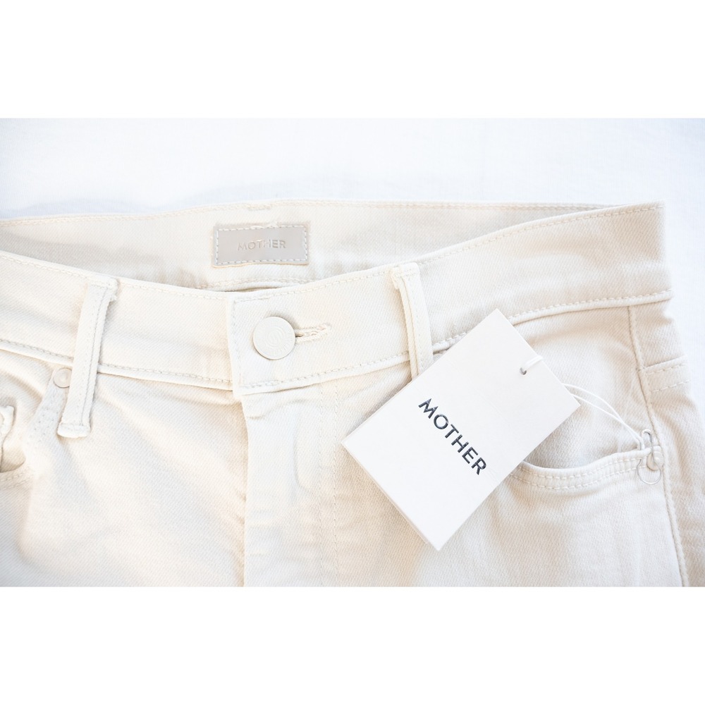 Mother The Weekender Fray Jeans Womens 26 Cream New Flare Raw Hem Play Date - Picture 7 of 9
